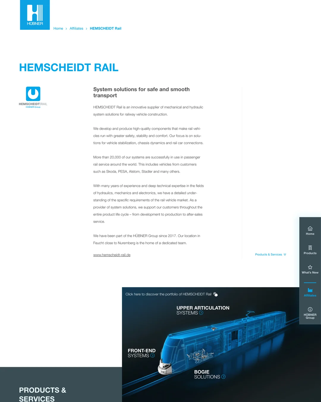 HÜBNER Group - Affiliate Page for HEMSCHEIDT Rail on the 4K Stele