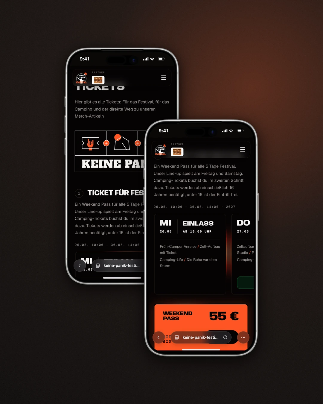 Keine Panik Festival - Mobile Tickets Section and Festival Ticket Step