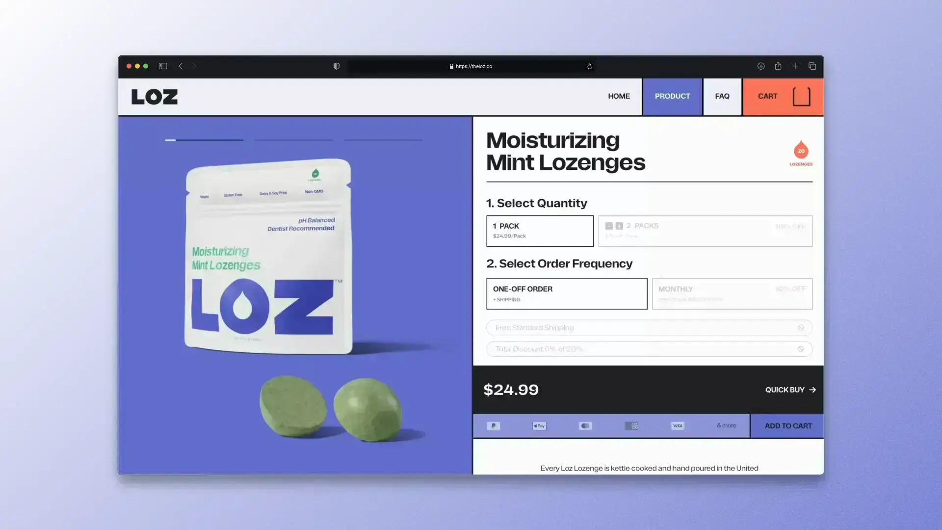 Loz - Desktop Product Page Order Flow