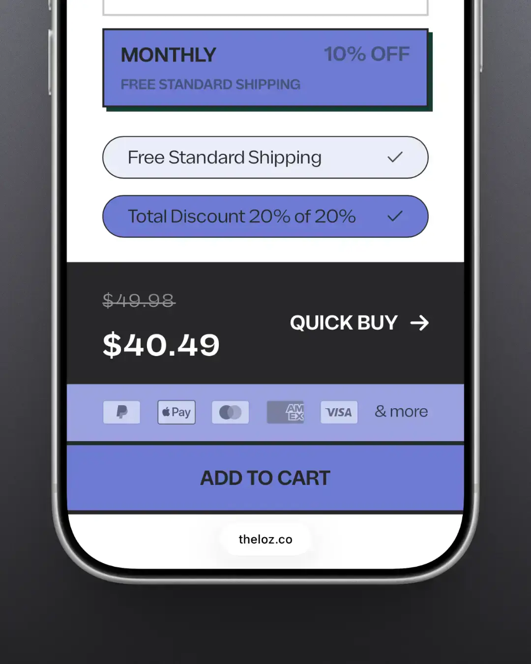 Loz - Mobile Product Page Variant Selection Details