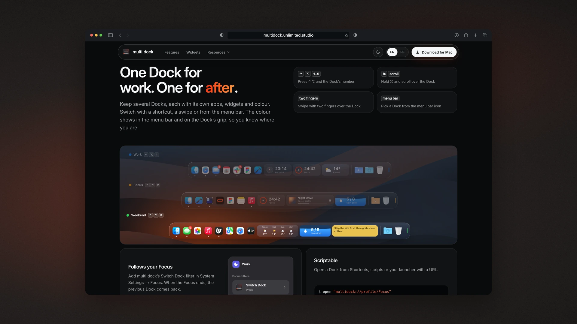multi.dock - Desktop Docks Section with Work and Weekend Profiles