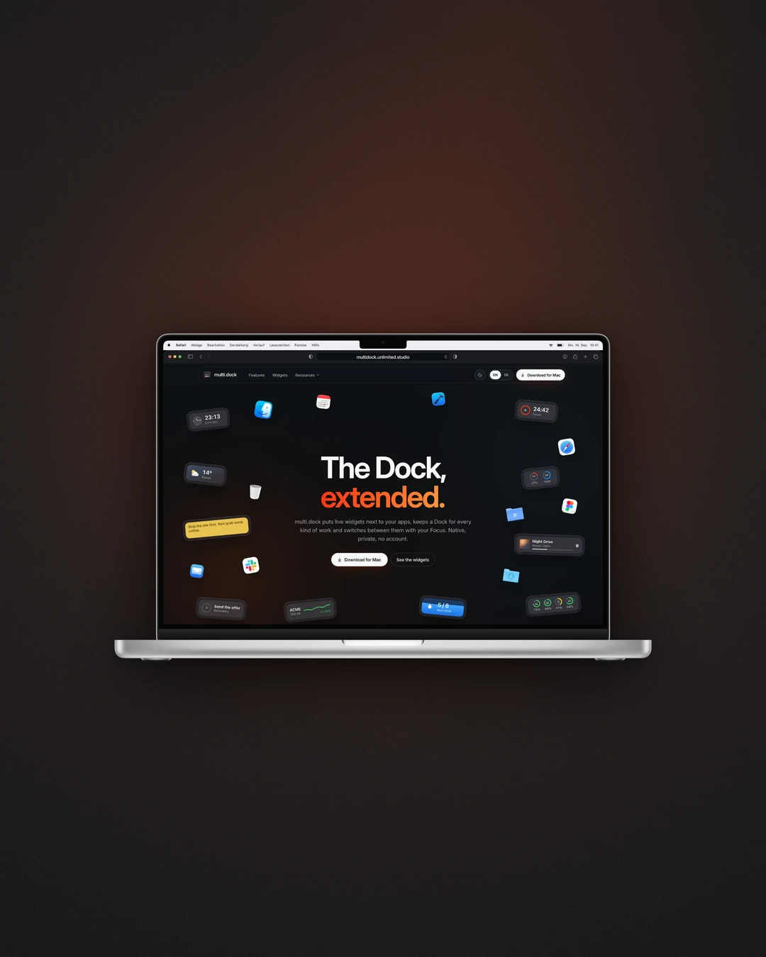 A Second Dock for macOS with Live Widgets, Folder Stacks and Focus-Driven Profiles