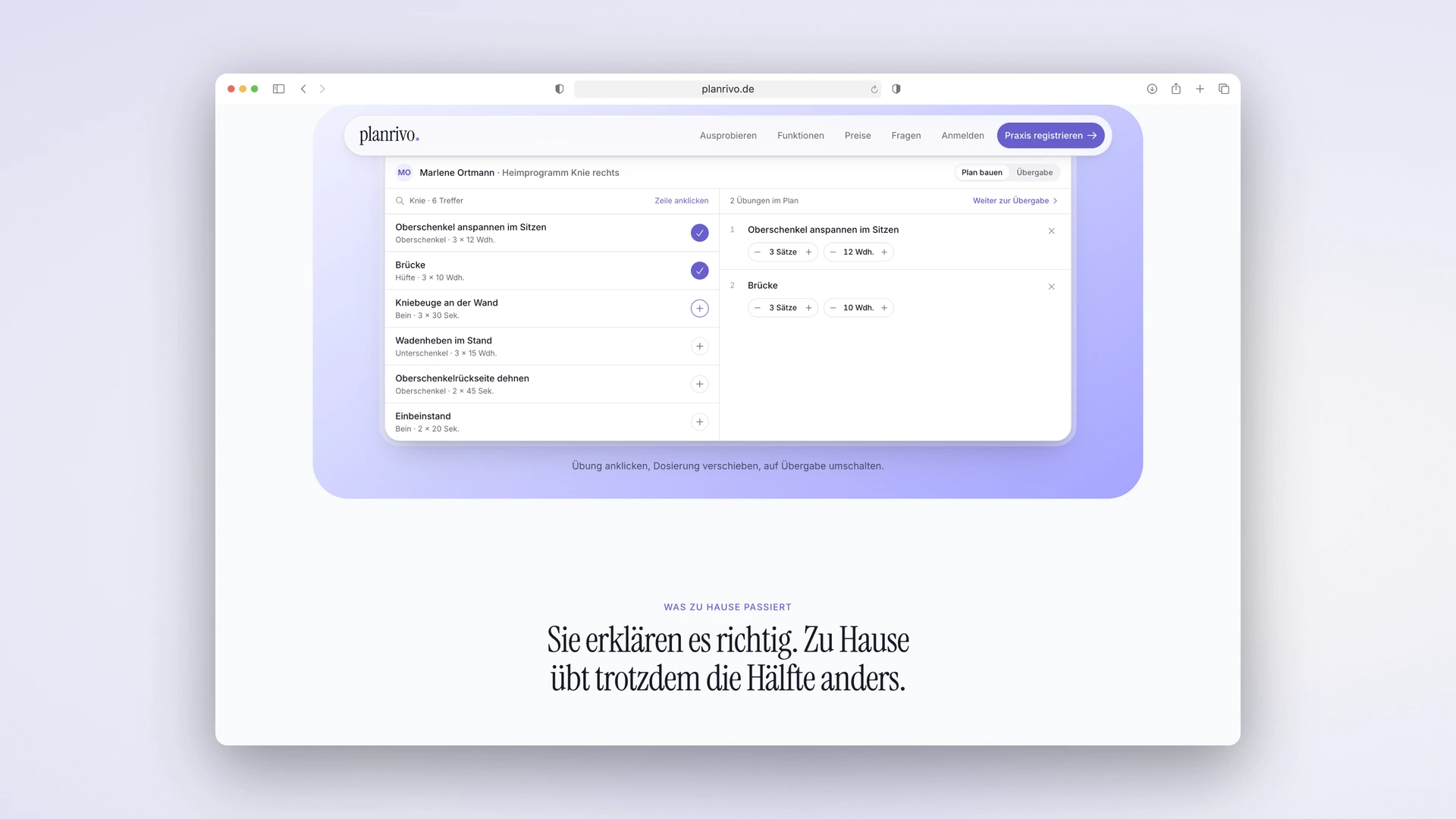 planrivo - Desktop Landing Page with the Interactive Plan Builder Demo in the Gradient Band