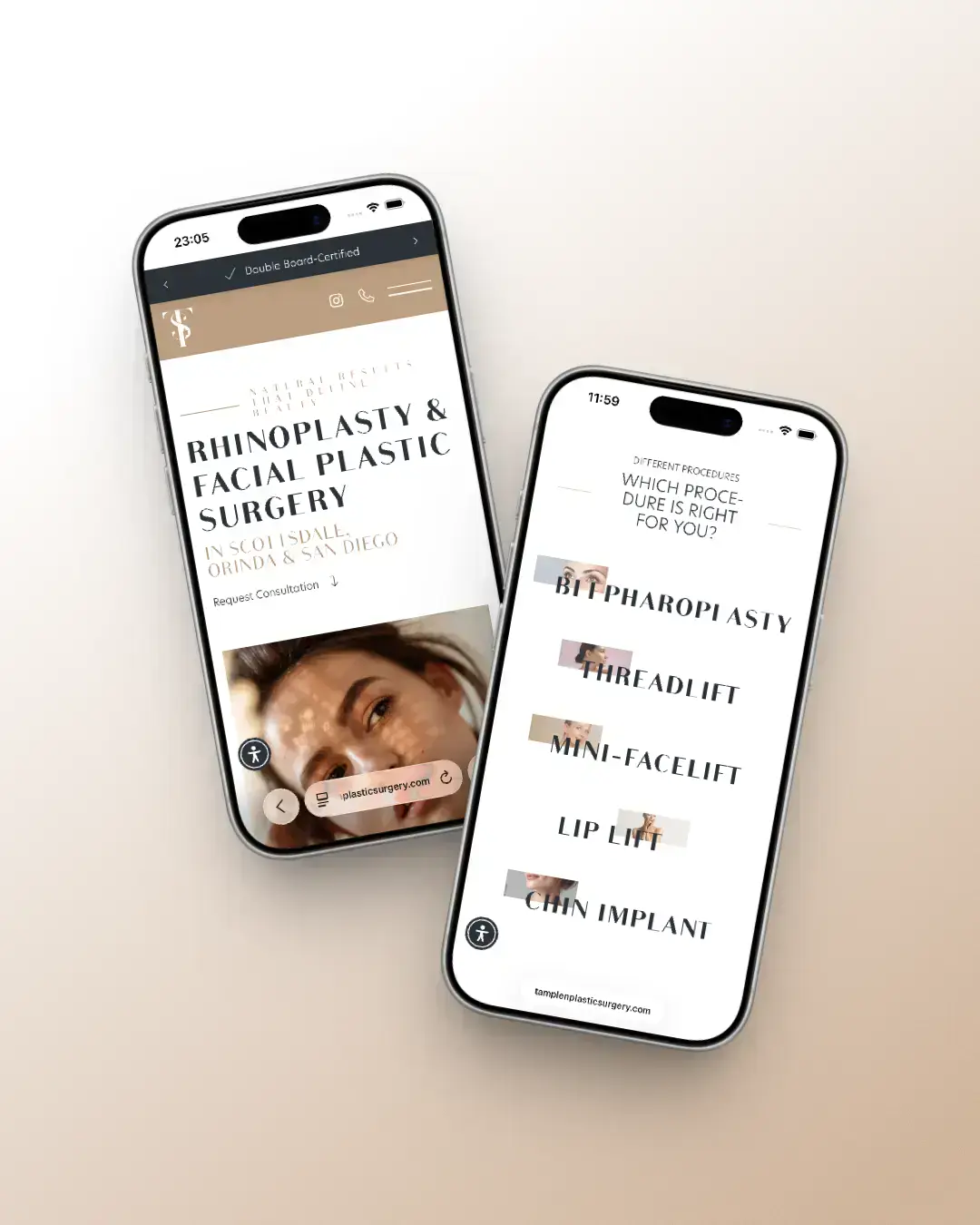 Tamplen Plastic Surgery - Mobile Landingpage Content Sections