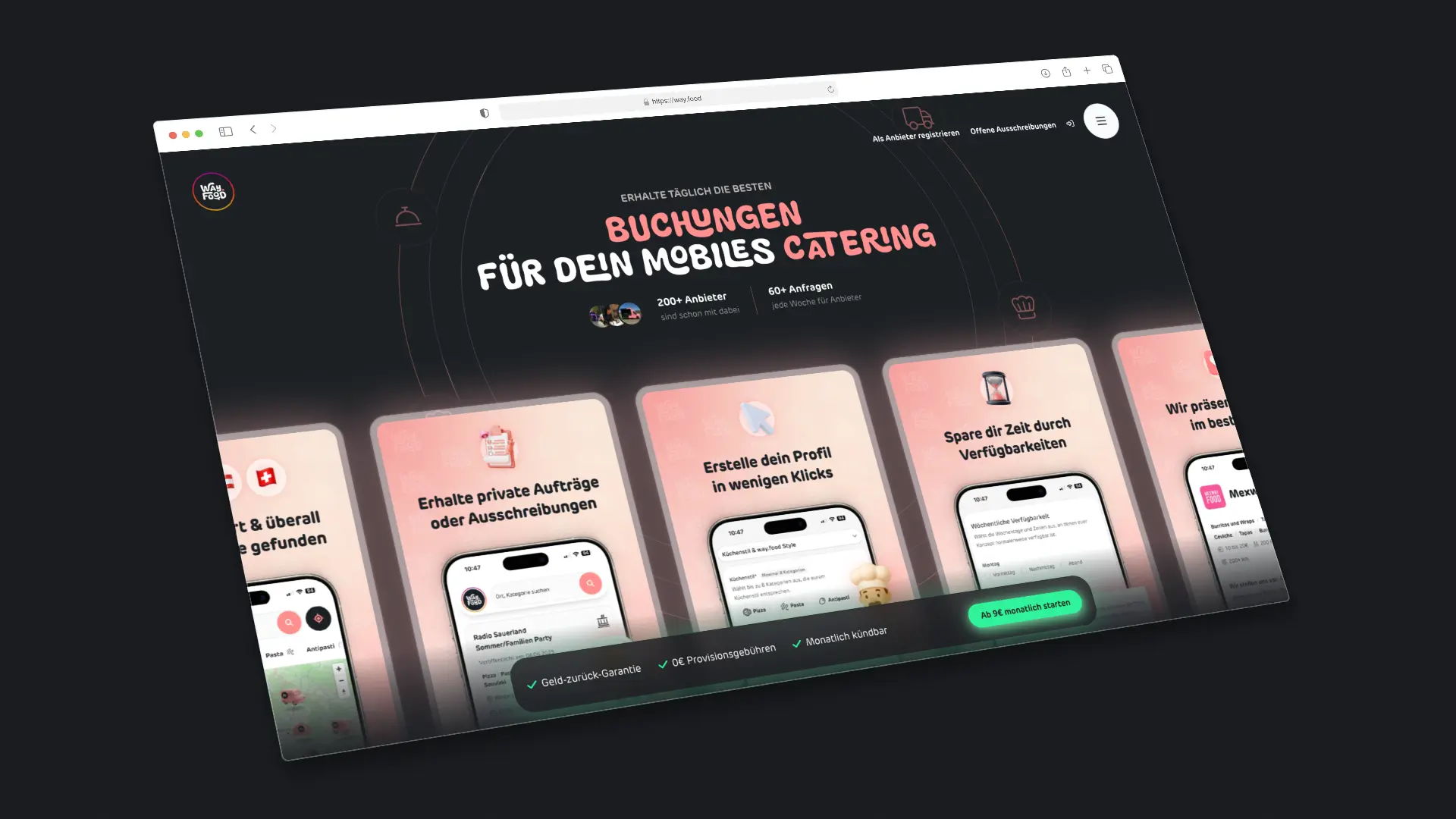 way.food - Desktop Provider Information Page