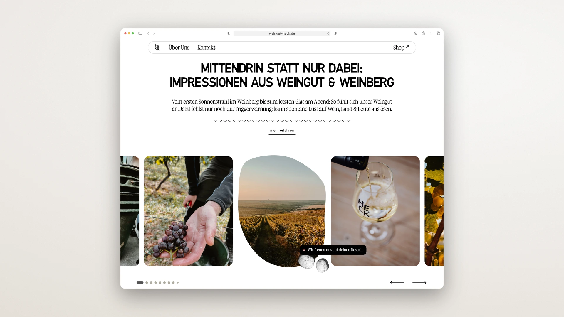 Weingut Heck - Desktop Gallery with Shaped Image Masks