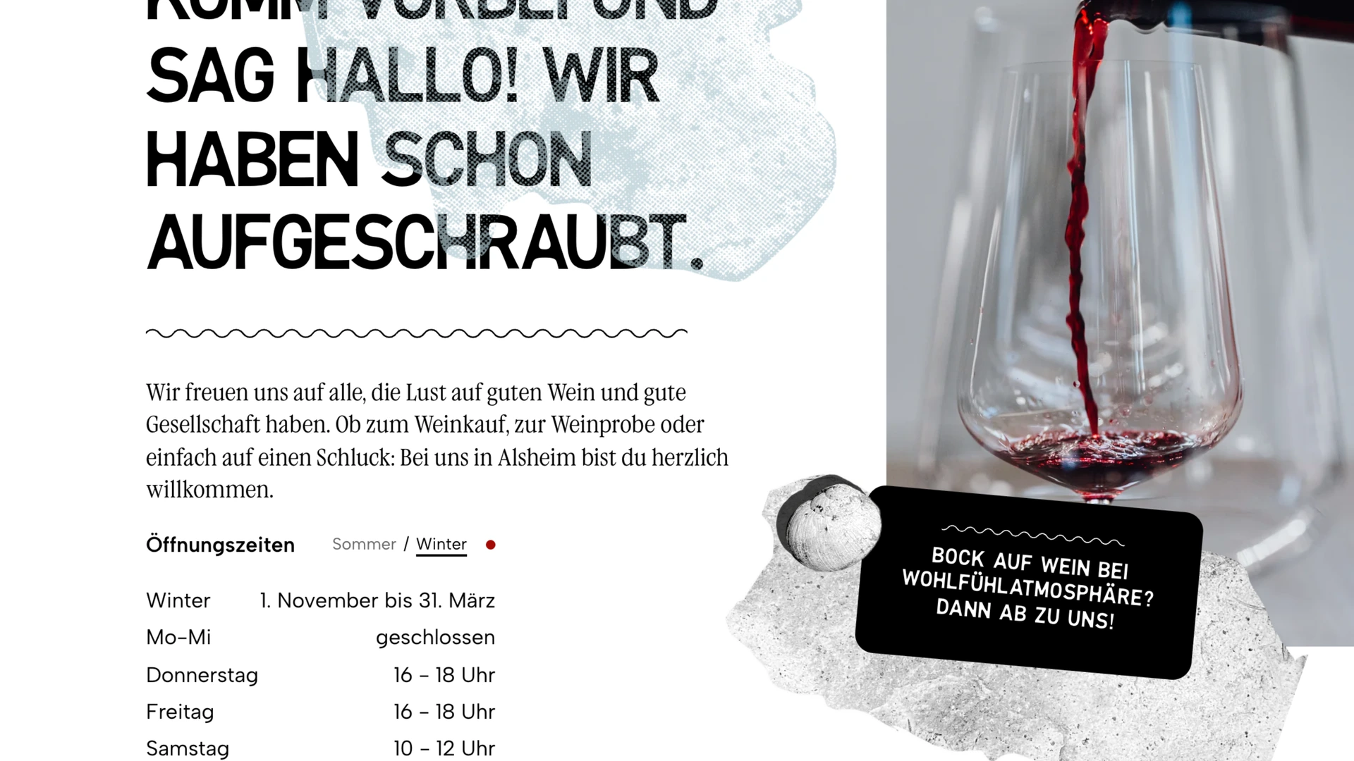 Weingut Heck - Detail: Opening Hours with the Summer and Winter Switch
